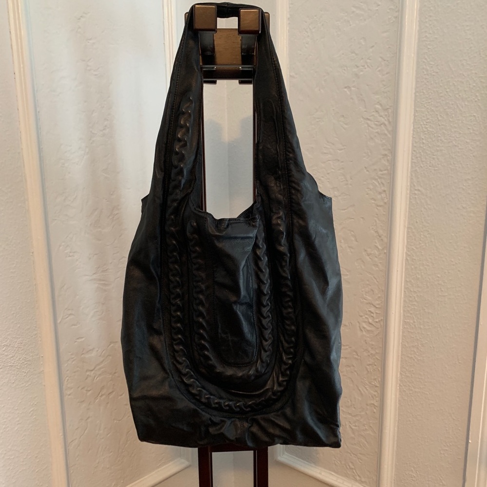 Cynthia Vincent Black Leather Hobo